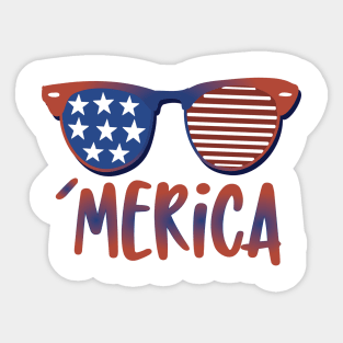 'Merica American Flag Sunglasses Sticker